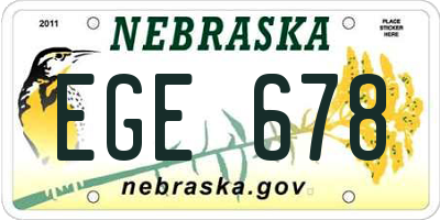 NE license plate EGE678