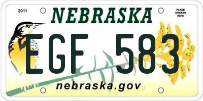 NE license plate EGF583