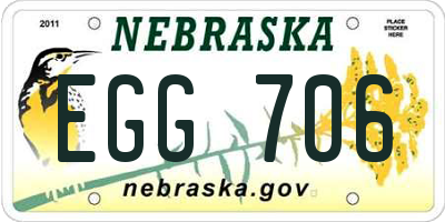 NE license plate EGG706