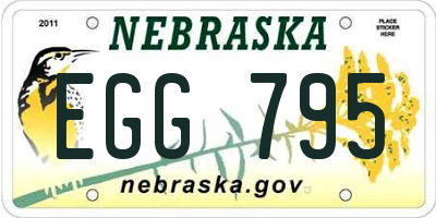 NE license plate EGG795