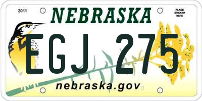 NE license plate EGJ275