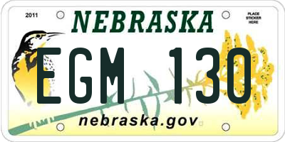 NE license plate EGM130