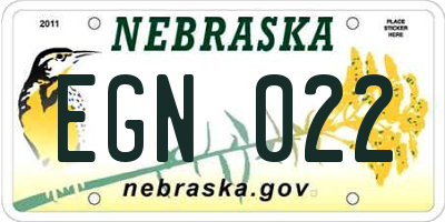 NE license plate EGN022