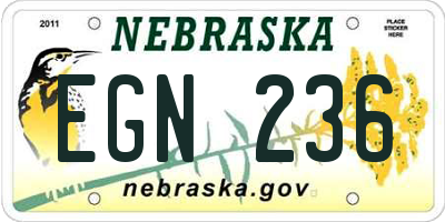 NE license plate EGN236