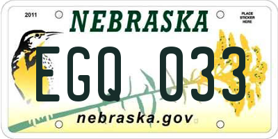 NE license plate EGQ033