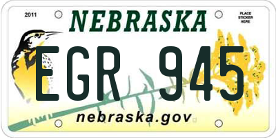 NE license plate EGR945