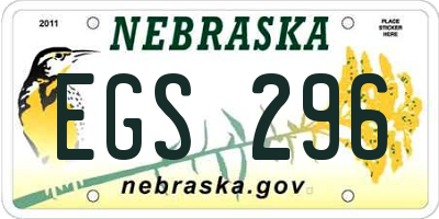 NE license plate EGS296