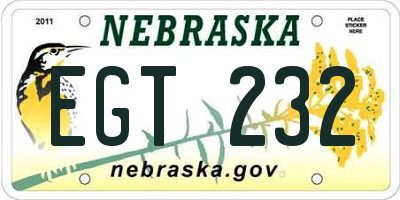NE license plate EGT232