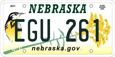 NE license plate EGU261