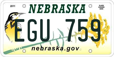 NE license plate EGU759