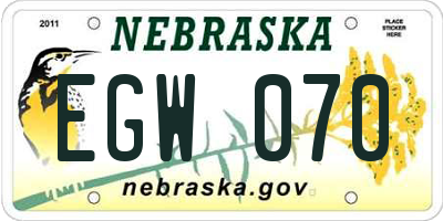 NE license plate EGW070