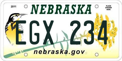 NE license plate EGX234