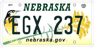 NE license plate EGX237