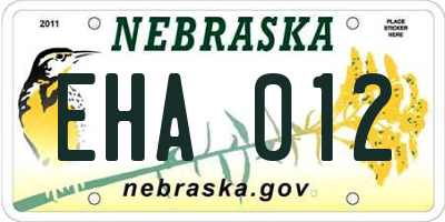 NE license plate EHA012
