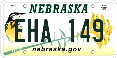 NE license plate EHA149