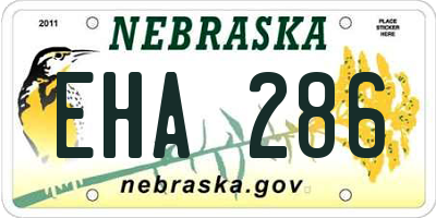 NE license plate EHA286