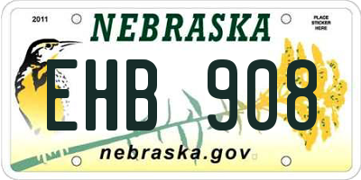 NE license plate EHB908