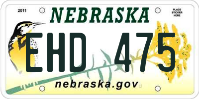 NE license plate EHD475