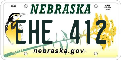 NE license plate EHE412