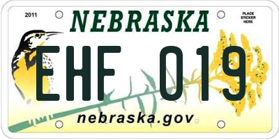 NE license plate EHF019
