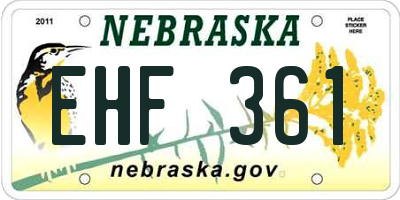 NE license plate EHF361