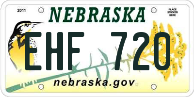 NE license plate EHF720