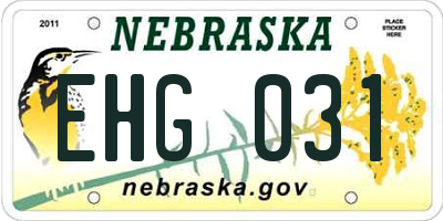 NE license plate EHG031