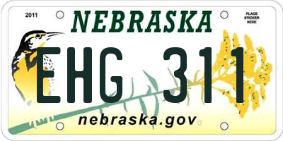 NE license plate EHG311