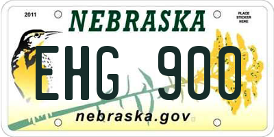 NE license plate EHG900