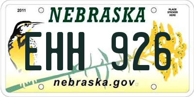 NE license plate EHH926