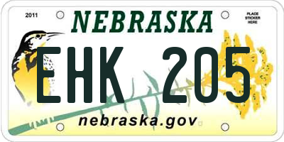 NE license plate EHK205