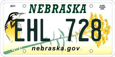 NE license plate EHL728