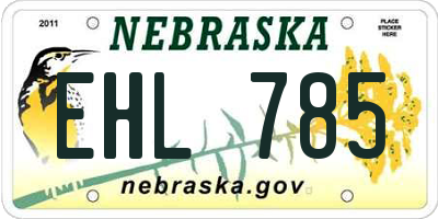 NE license plate EHL785