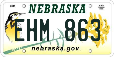 NE license plate EHM863
