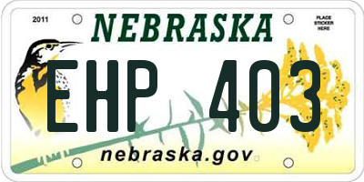 NE license plate EHP403