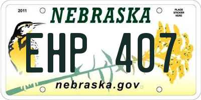 NE license plate EHP407