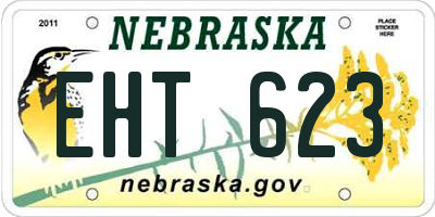 NE license plate EHT623