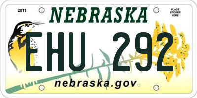 NE license plate EHU292
