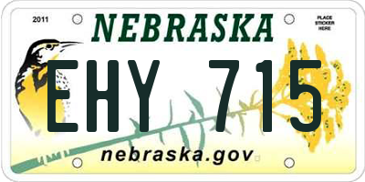 NE license plate EHY715