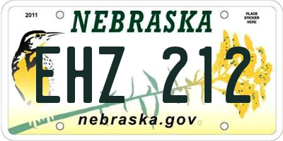 NE license plate EHZ212
