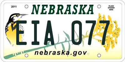 NE license plate EIA077
