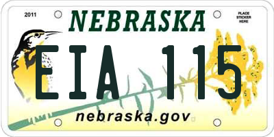 NE license plate EIA115