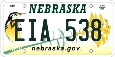 NE license plate EIA538