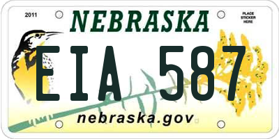 NE license plate EIA587