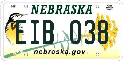 NE license plate EIB038
