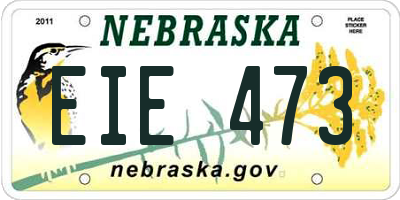 NE license plate EIE473