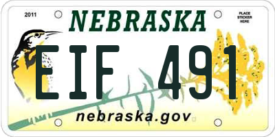 NE license plate EIF491