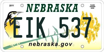 NE license plate EIK537