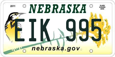 NE license plate EIK995