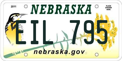 NE license plate EIL795
